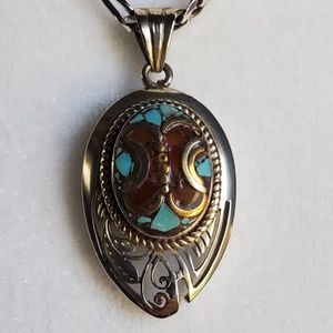 SILVER INLAID PENDANT